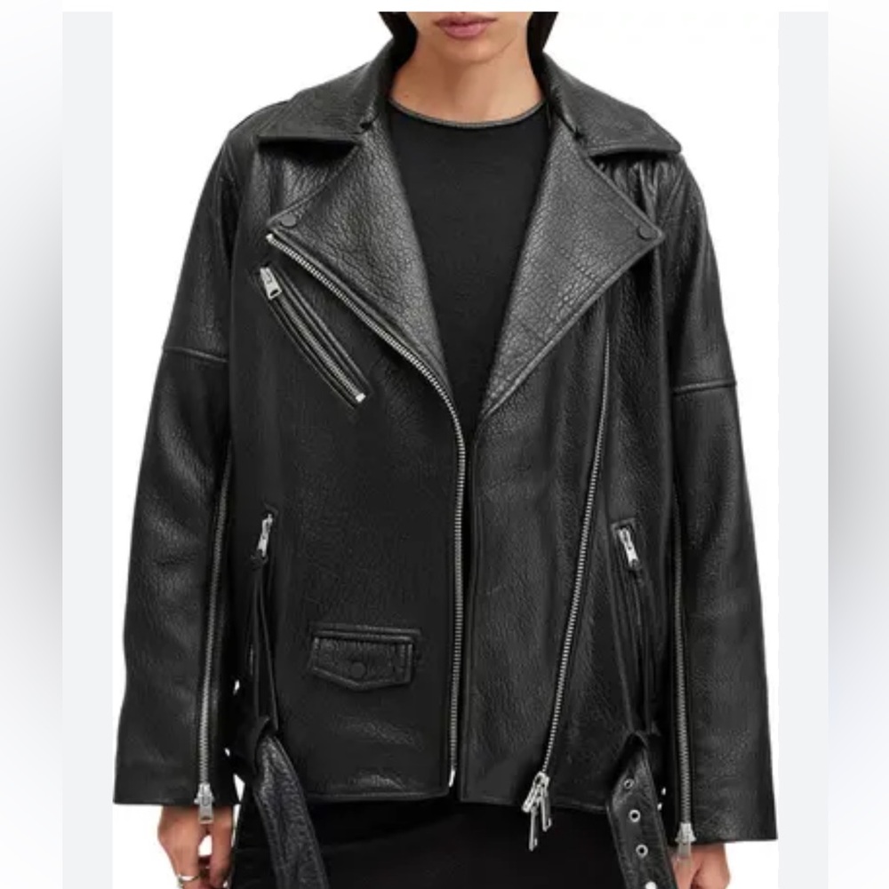 AllSaints Vendra women leather biker jacket - Picture 4 of 10